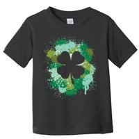 St Patricks Day 4 Leaf Clover Irish Green Color Splashes Lucky Shamrock Art Toddler T-Shirt
