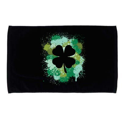 St Patricks Day 4 Leaf Clover Irish Green Color Splashes Lucky Shamrock Art Microfiber Hand Towel