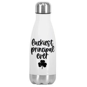 St Patricks Day Clover Shamrock Funny Principal Of School Gift Stainless Steel Insulated Water Bottle