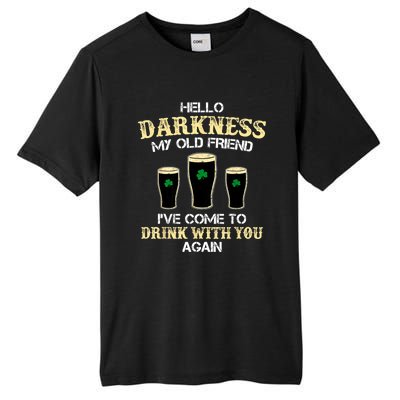 St. Patricks Day Hello Darkness My Old Friend Irish Shamrock Beer Day Gift Tall Fusion ChromaSoft Performance T-Shirt