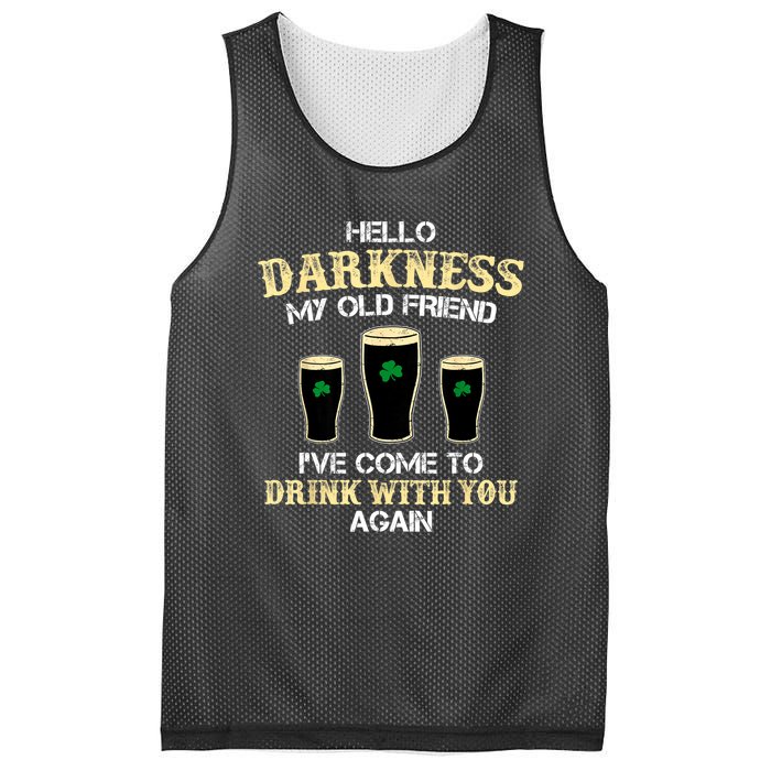 St. Patricks Day Hello Darkness My Old Friend Irish Shamrock Beer Day Gift Mesh Reversible Basketball Jersey Tank