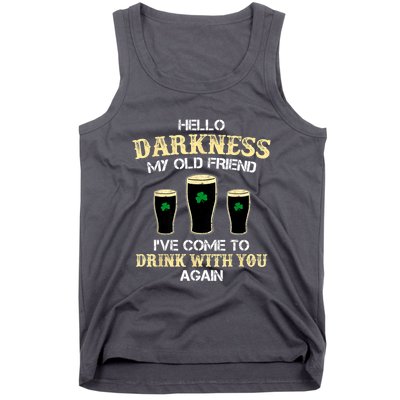 St. Patricks Day Hello Darkness My Old Friend Irish Shamrock Beer Day Gift Tank Top