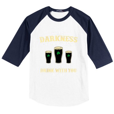 St. Patricks Day Hello Darkness My Old Friend Irish Shamrock Beer Day Gift Baseball Sleeve Shirt