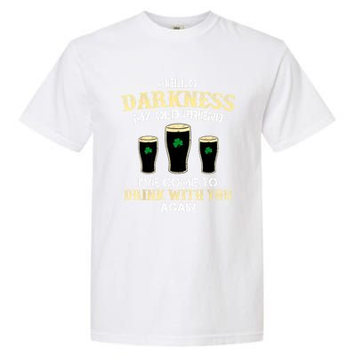 St. Patricks Day Hello Darkness My Old Friend Irish Shamrock Beer Day Gift Garment-Dyed Heavyweight T-Shirt