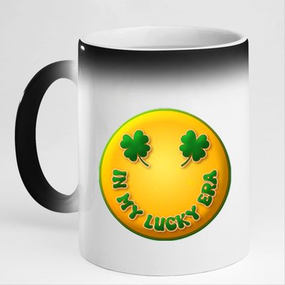 St Patricks Day In My Lucky Era Smiley Emoji 11oz Black Color Changing Mug