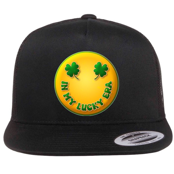 St Patricks Day In My Lucky Era Smiley Emoji Flat Bill Trucker Hat