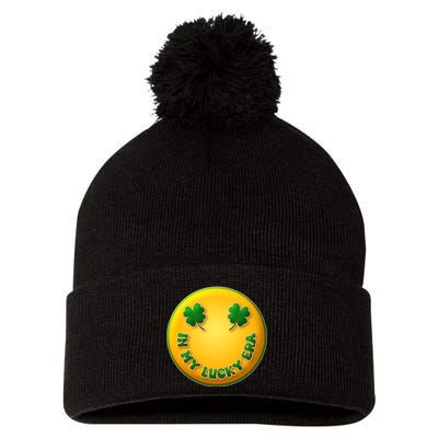 St Patricks Day In My Lucky Era Smiley Emoji Pom Pom 12in Knit Beanie
