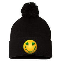 St Patricks Day In My Lucky Era Smiley Emoji Pom Pom 12in Knit Beanie