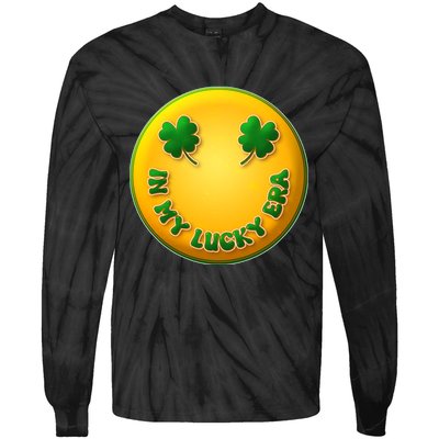 St Patricks Day In My Lucky Era Smiley Emoji Tie-Dye Long Sleeve Shirt