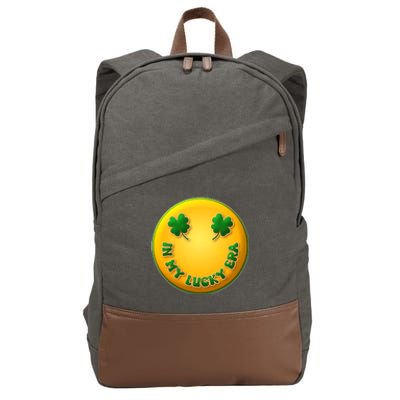 St Patricks Day In My Lucky Era Smiley Emoji Cotton Canvas Backpack