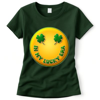 St Patricks Day In My Lucky Era Smiley Emoji Womens T-Shirt