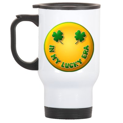 St Patricks Day In My Lucky Era Smiley Emoji Stainless Steel Travel Mug