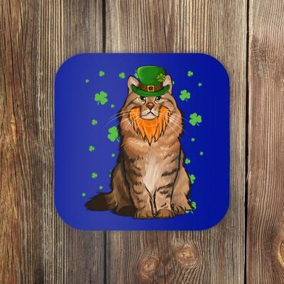 St Patricks Day Siberian Cat Shamrock Gift Coaster