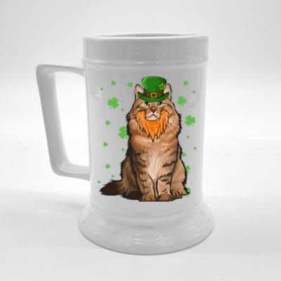 St Patricks Day Siberian Cat Shamrock Gift Beer Stein