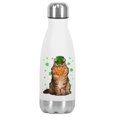 St Patricks Day Siberian Cat Shamrock Gift Stainless Steel Insulated Water Bottle