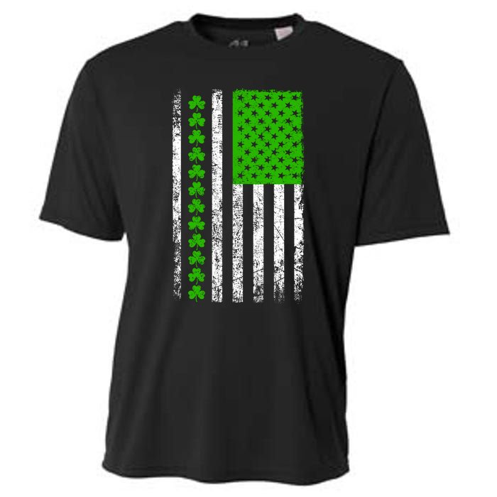 St Patricks Day American Flag Clovers Cooling Performance Crew T-Shirt