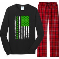 St Patricks Day American Flag Clovers Long Sleeve Pajama Set