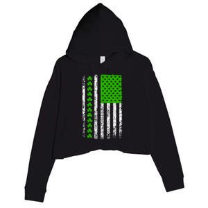 St Patricks Day American Flag Clovers Crop Fleece Hoodie