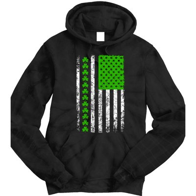 St Patricks Day American Flag Clovers Tie Dye Hoodie