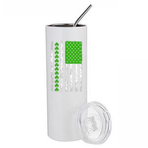 St Patricks Day American Flag Clovers Stainless Steel Tumbler