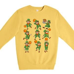 St Patricks Day Leprechaun Basketball Player Premium Crewneck Sweatshirt