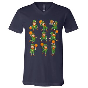 St Patricks Day Leprechaun Basketball Player V-Neck T-Shirt