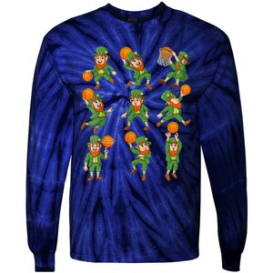 St Patricks Day Leprechaun Basketball Player Tie-Dye Long Sleeve Shirt