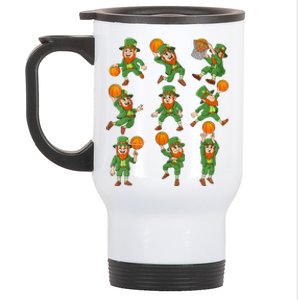 St Patricks Day Leprechaun Basketball Player Stainless Steel Travel Mug