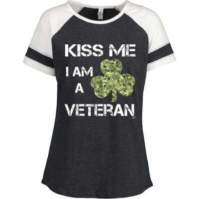 St Patricks Day Shamrock Patriotic Soldier Kiss Me Im Irish Funny Gift Enza Ladies Jersey Colorblock Tee