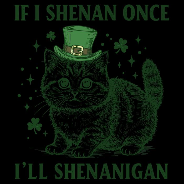 St Patricks Day If I Shenan Once I’Ll Shenanigan Funny Cat 7-Panel Snapback Hat
