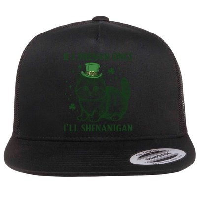 St Patricks Day If I Shenan Once I’Ll Shenanigan Funny Cat Flatbill Hat