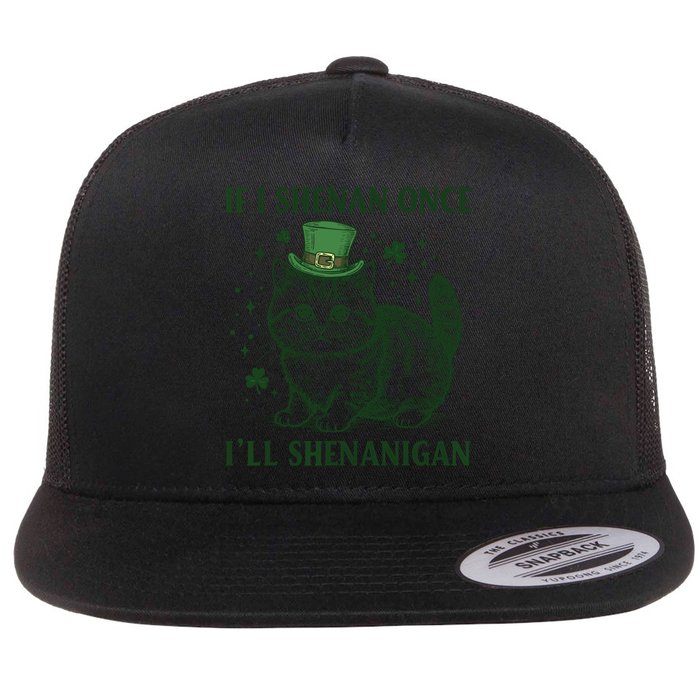 St Patricks Day If I Shenan Once I’Ll Shenanigan Funny Cat Flatbill Hat