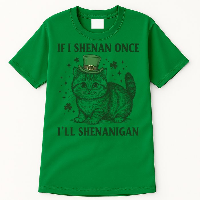 St Patricks Day If I Shenan Once I’Ll Shenanigan Funny Cat Tall T-Shirt