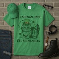 St Patricks Day If I Shenan Once I’Ll Shenanigan Funny Cat Tall T-Shirt