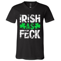 Saint Patrick's Day Lucky Irish As Feck Funny V-Neck T-Shirt