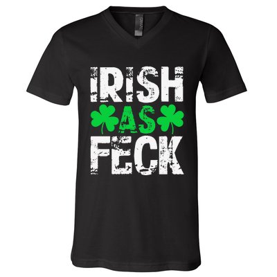 Saint Patrick's Day Lucky Irish As Feck Funny V-Neck T-Shirt