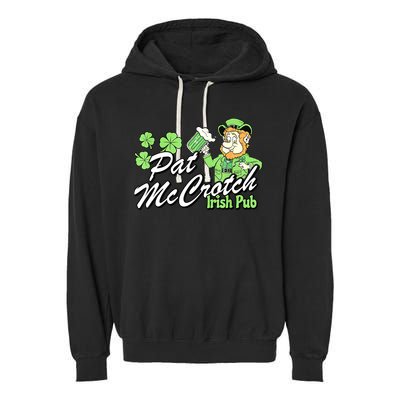 St. PattyS Day Pat Mccrotch Irish Pub Lucky Clover Garment-Dyed Fleece Hoodie