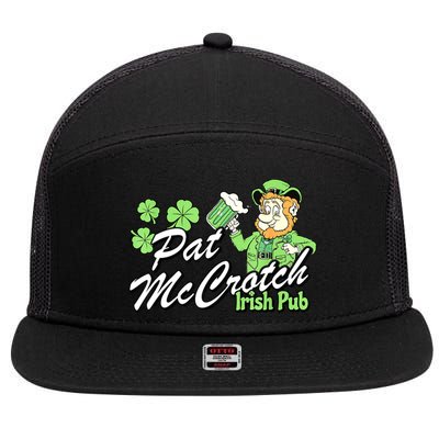 St. PattyS Day Pat Mccrotch Irish Pub Lucky Clover 7 Panel Mesh Trucker Snapback Hat