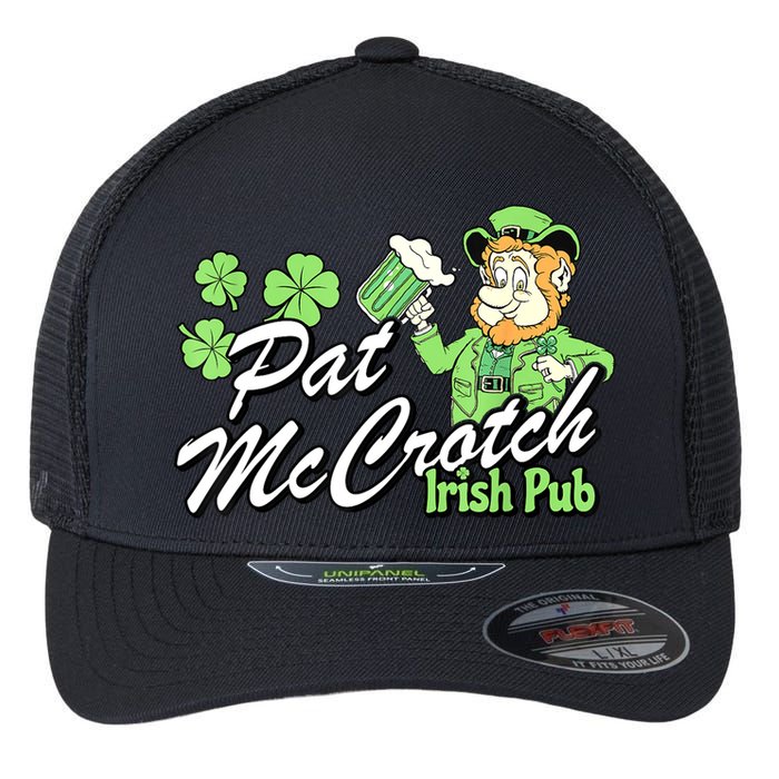 St. PattyS Day Pat Mccrotch Irish Pub Lucky Clover Flexfit Unipanel Trucker Cap
