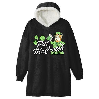 St. PattyS Day Pat Mccrotch Irish Pub Lucky Clover Hooded Wearable Blanket