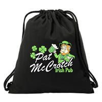 St. PattyS Day Pat Mccrotch Irish Pub Lucky Clover Drawstring Bag