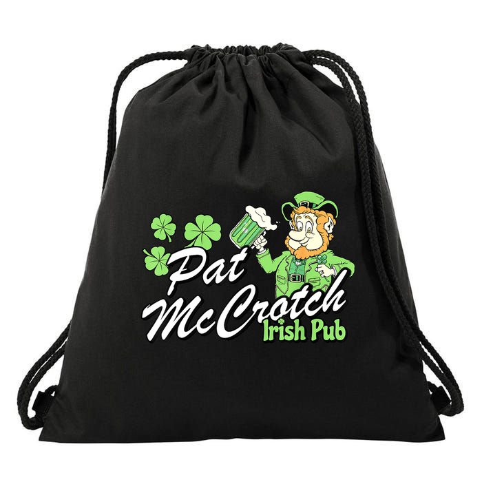 St. PattyS Day Pat Mccrotch Irish Pub Lucky Clover Drawstring Bag