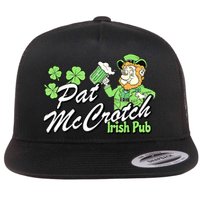 St. PattyS Day Pat Mccrotch Irish Pub Lucky Clover Flat Bill Trucker Hat