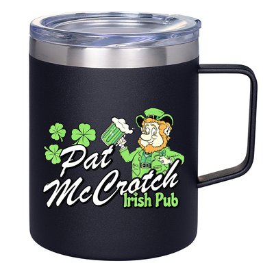 St. PattyS Day Pat Mccrotch Irish Pub Lucky Clover 12oz Stainless Steel Coffee Mug