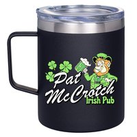 St. PattyS Day Pat Mccrotch Irish Pub Lucky Clover 12oz Stainless Steel Coffee Mug