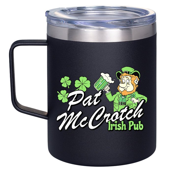 St. PattyS Day Pat Mccrotch Irish Pub Lucky Clover 12oz Stainless Steel Coffee Mug