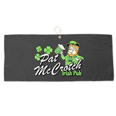 St. PattyS Day Pat Mccrotch Irish Pub Lucky Clover Large Microfiber Waffle Golf Towel
