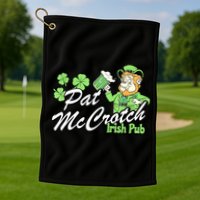 St. PattyS Day Pat Mccrotch Irish Pub Lucky Clover Golf Towel