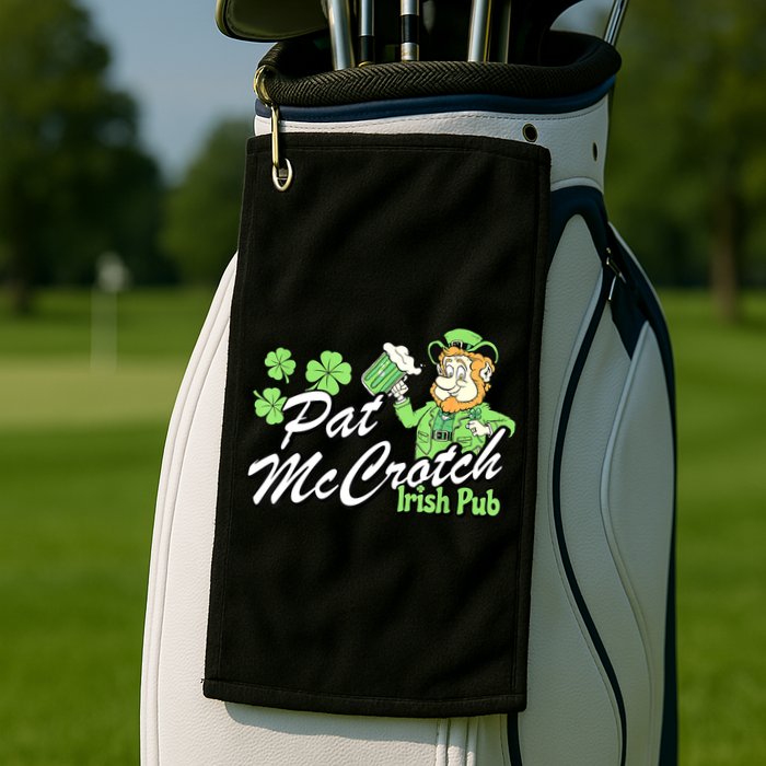 St. PattyS Day Pat Mccrotch Irish Pub Lucky Clover Golf Towel