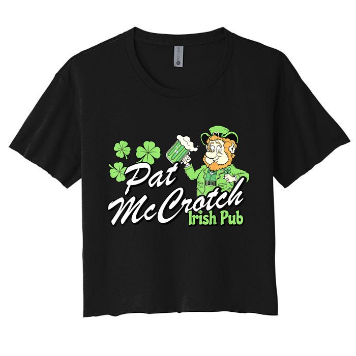 St. PattyS Day Pat Mccrotch Irish Pub Lucky Clover Crop Top